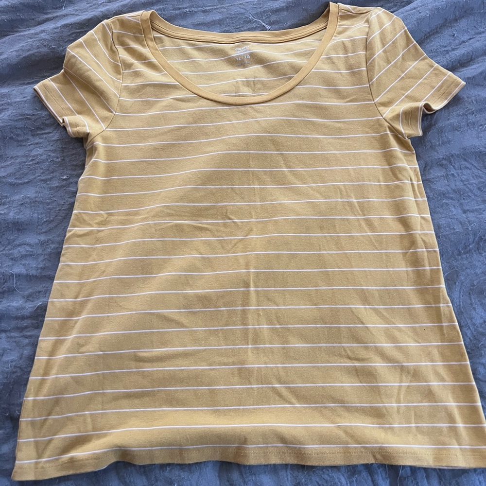 Old Navy Women’s Casual Yellow Striped Short Sleeve T-Shirt Size  XL